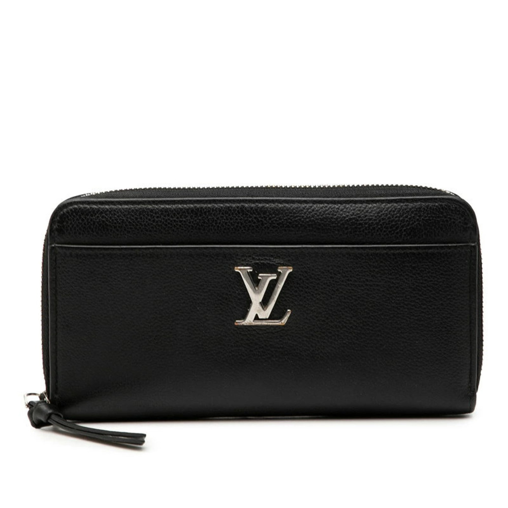 Louis Vuitton Zippy Lockme Round Zipper Long Wallet Noir Black Leather